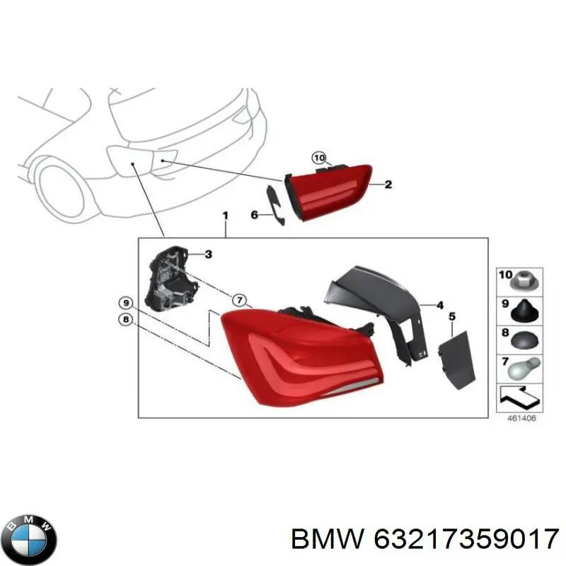 63217359017 BMW Lanterna traseira esquerda externa