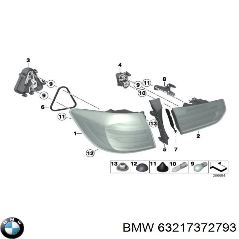 Lanterna traseira esquerda interna BMW 63217372793 preço, a partir de 109,17 USD