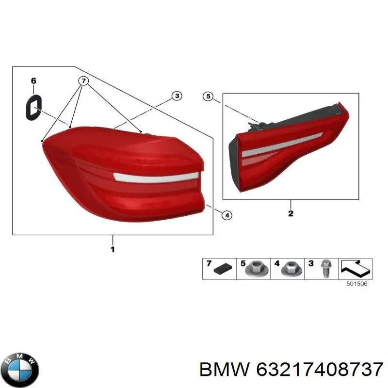 63217408737 BMW Lanterna traseira esquerda externa