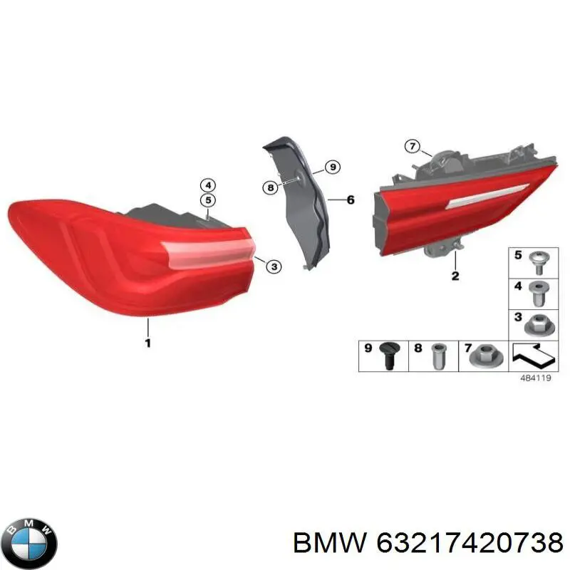 63217420738 BMW Lanterna traseira direita externa