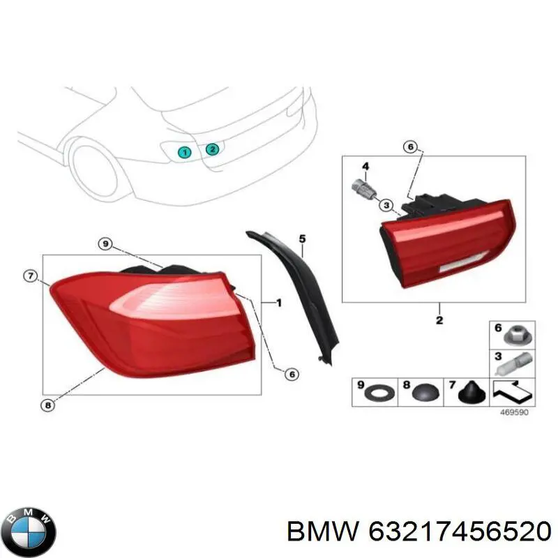 Lanterna traseira direita externa BMW 63217456520 preço, a partir de 389,26 USD
