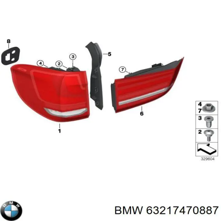 Lanterna traseira esquerda interna BMW 63217470887 preço, a partir de 223,04 USD