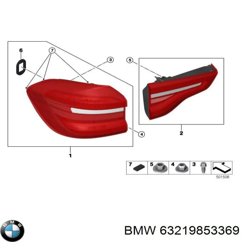 Lanterna traseira esquerda externa 63219853369 BMW