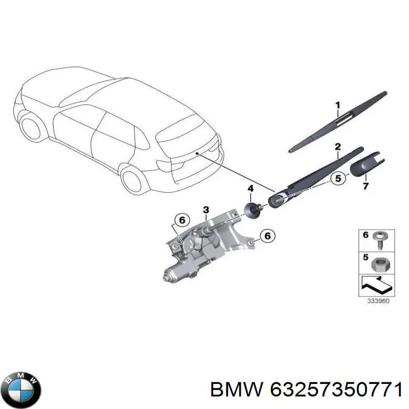 63257350771 BMW Injetor de fluido para lavador de vidro traseiro