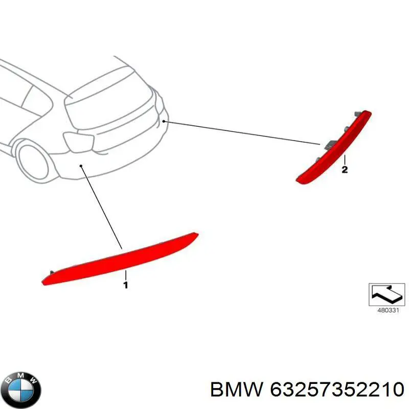 Retrorrefletor (refletor) do pára-choque traseiro direito BMW 63257352210 preço, a partir de 36,45 USD
