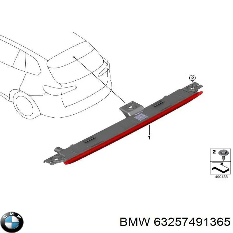 63257491365 BMW Sinal de parada traseiro adicional