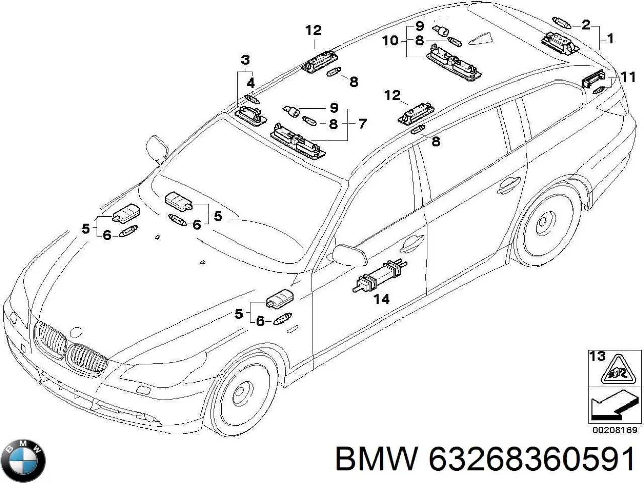 Lanterna da luz de fundo de matrícula traseira BMW 63268360591 preço, a partir de 10,62 USD