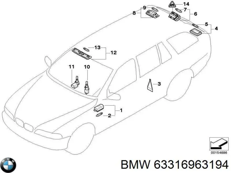 Quebra-luz de iluminação de salão (de cabina) BMW 63316963194 preço, a partir de 23,76 USD