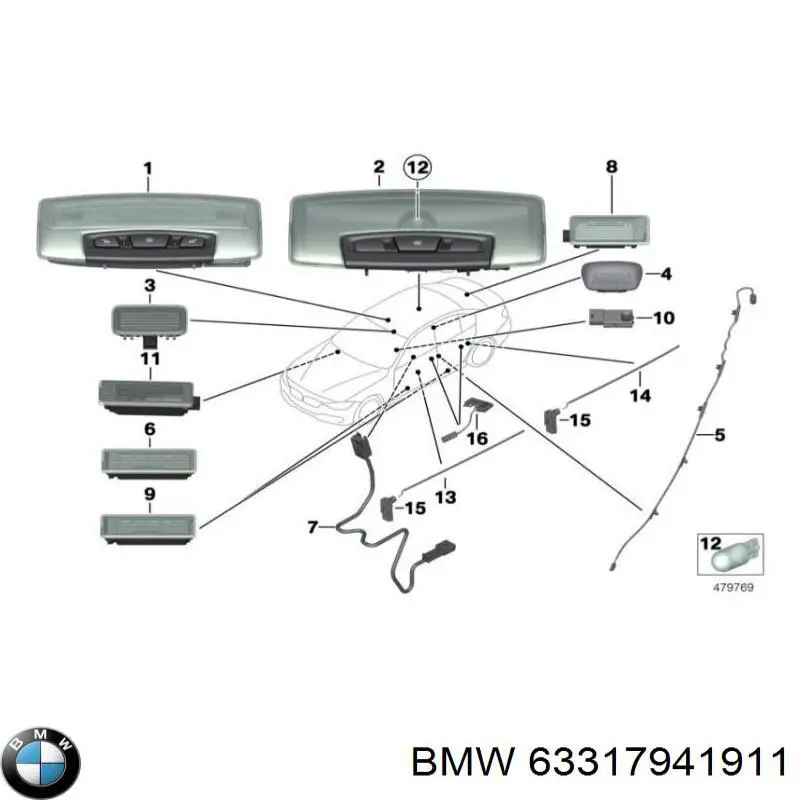 Compre 63317941911 BMW Lâmpada da luz de fundo na porta