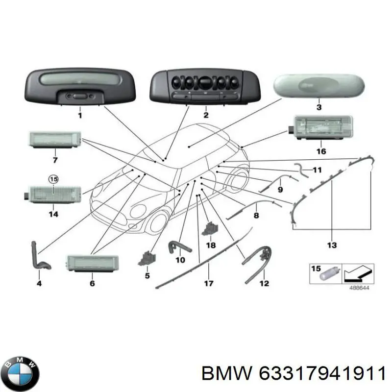 Lâmpada da luz de fundo na porta BMW 63317941911 preço, a partir de 21,57 USD
