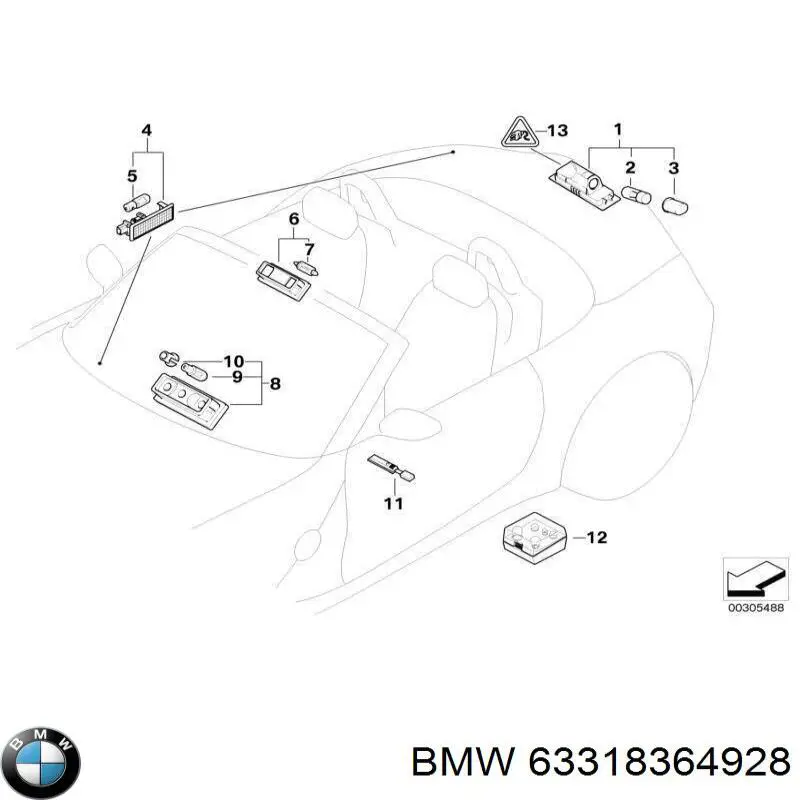 Quebra-luz de iluminação de salão (de cabina) BMW 63318364928 preço, a partir de 34,05 USD