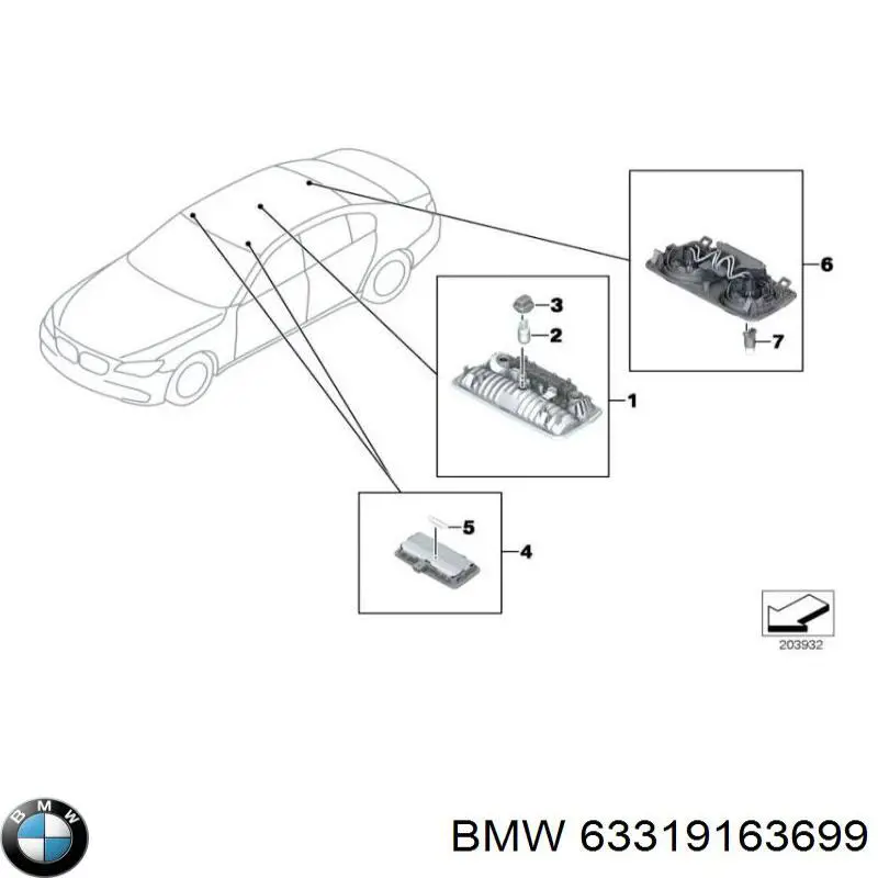63319163699 BMW Quebra-luz de iluminação de salão (de cabina)