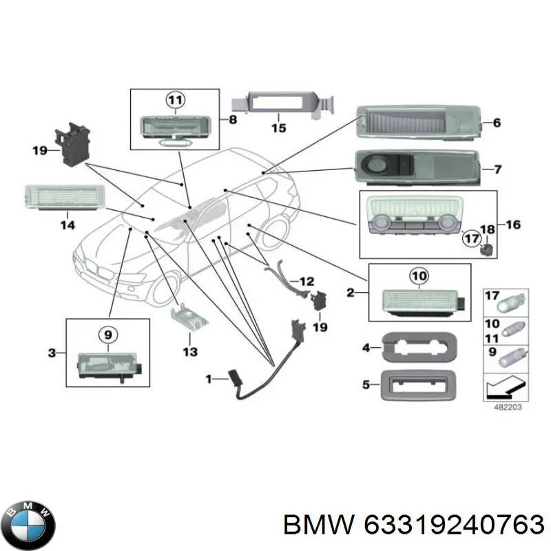 63319240763 BMW Quebra-luz de iluminação de salão (de cabina)