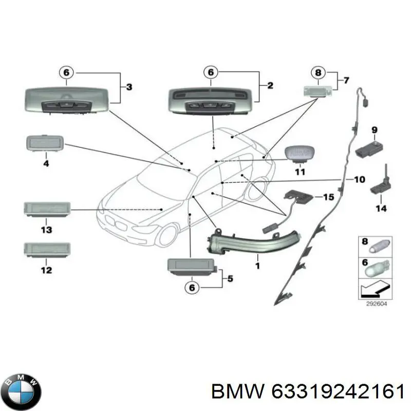 63319242161 BMW Lanterna dianteira da luz de fundo para os pés