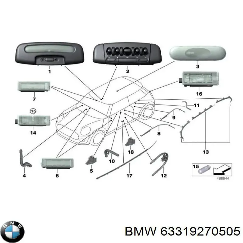 63319270505 BMW Lâmpada da luz de fundo na porta