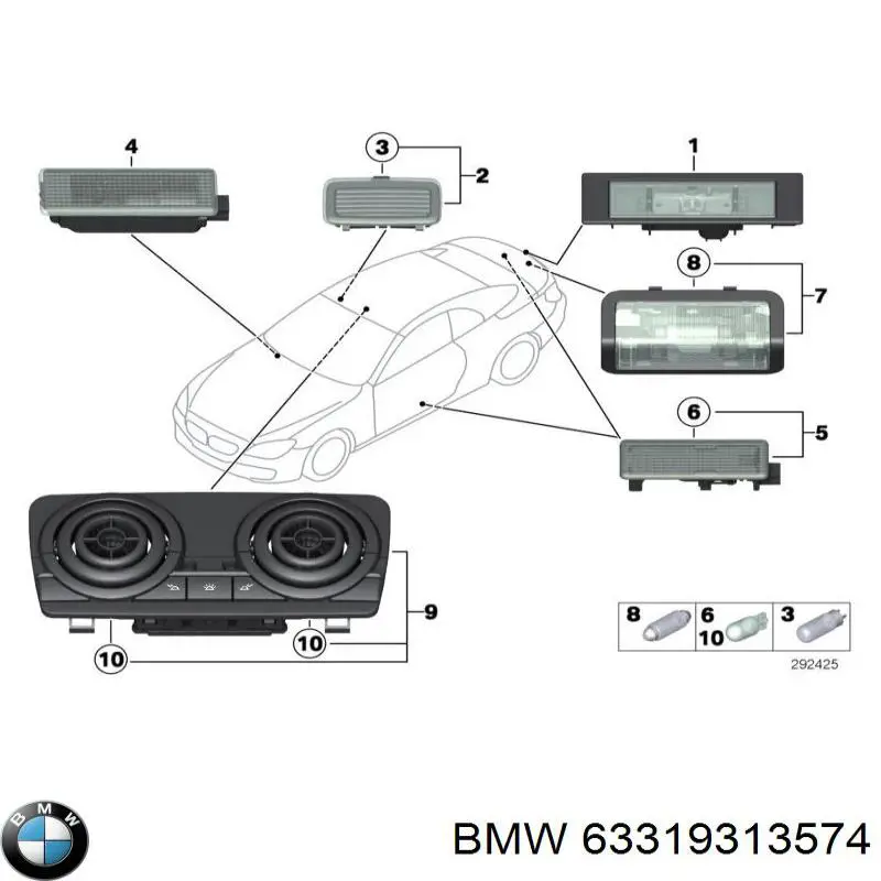 Lâmpada da luz de fundo na porta BMW 63319313574 preço, a partir de 40,86 USD