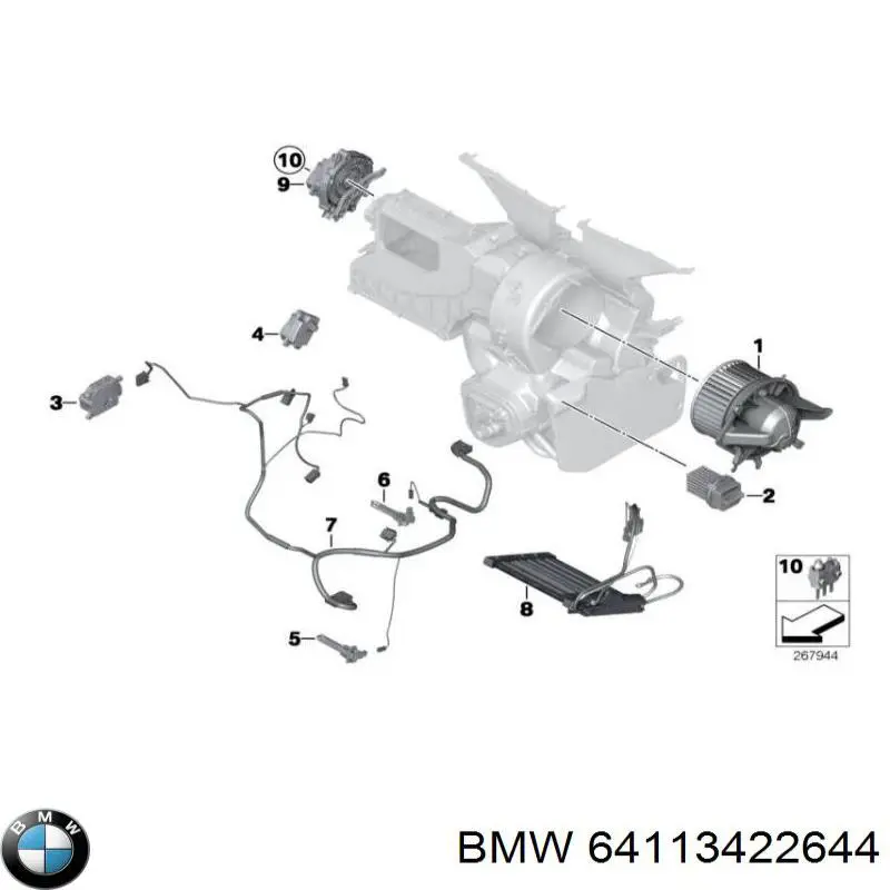 64113422644 BMW Motor de ventilador de forno (de aquecedor de salão)