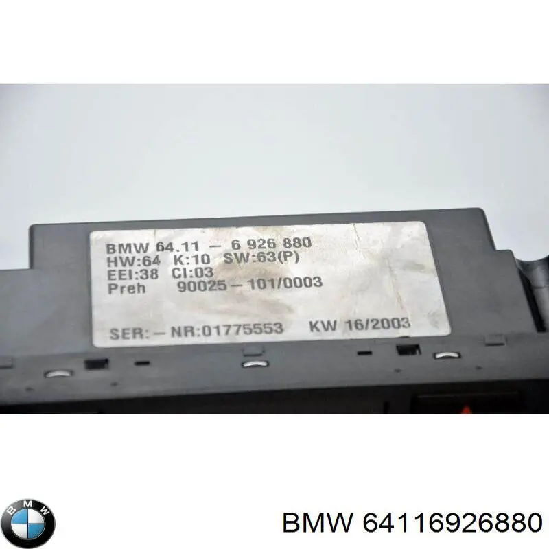 64116915808 BMW Unidade de controlo dos modos de aquecimento/condicionamento