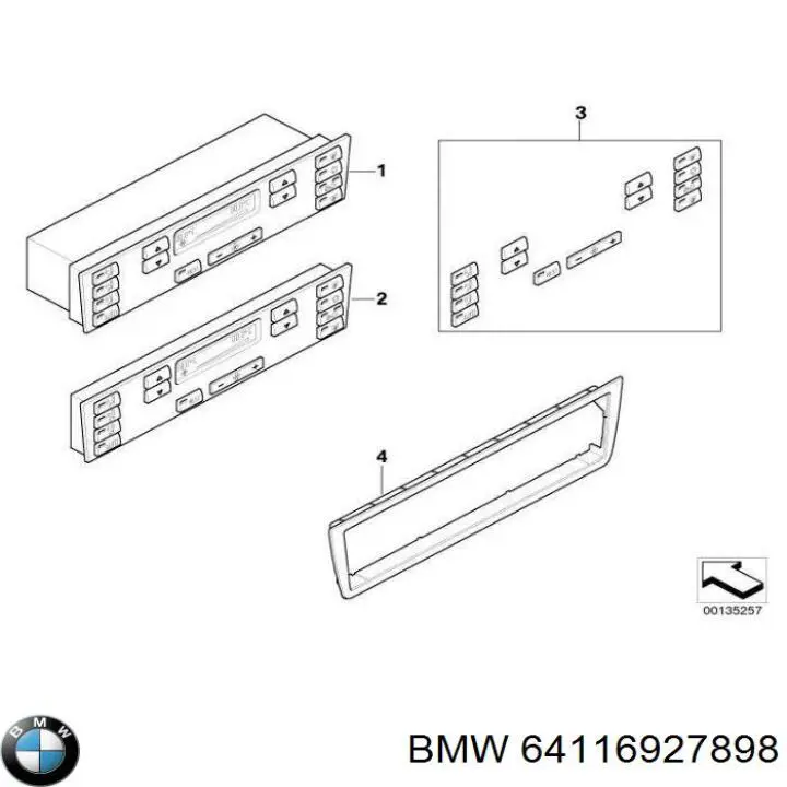 64116927898 BMW Unidade de controlo dos modos de aquecimento/condicionamento