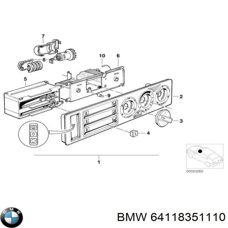 Unidade de controlo dos modos de aquecimento/condicionamento BMW 64118351110 preço, a partir de 88,57 USD