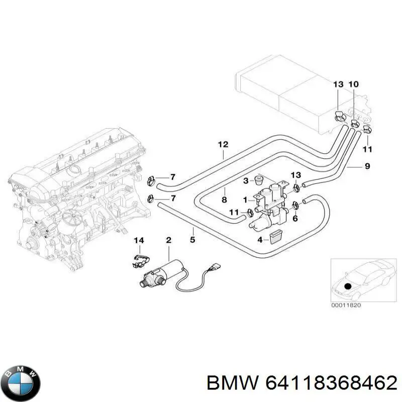 64118368462 BMW Válvula de forno (de aquecedor)