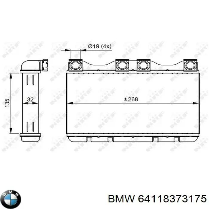 Radiador de forno (de aquecedor) BMW 64118373175 preço, a partir de 55,72 USD