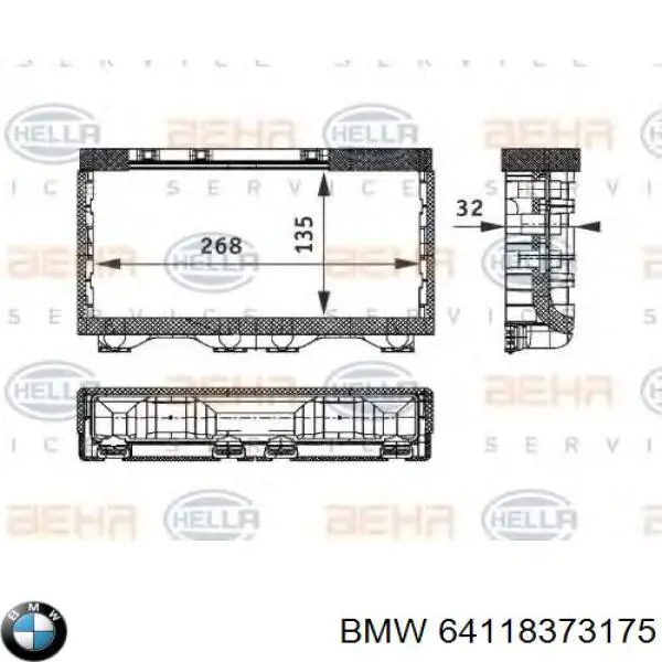 Compre 64118373175 BMW Radiador de forno (de aquecedor)