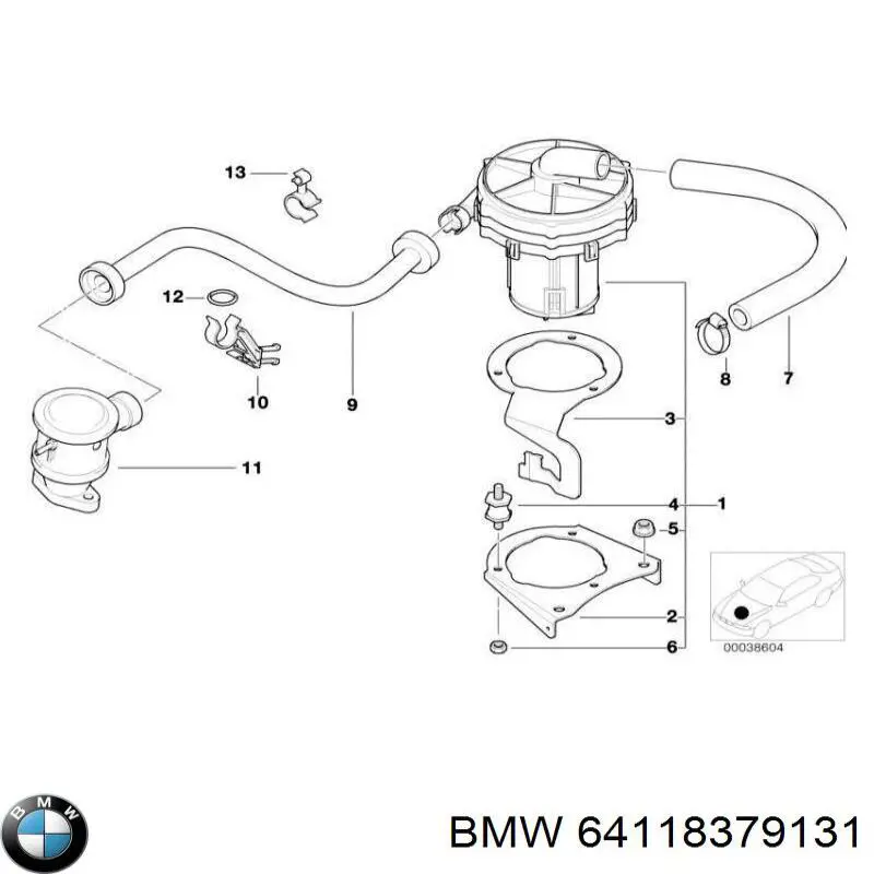 64118379131 BMW Vedante anular de tubo do radiador de forno
