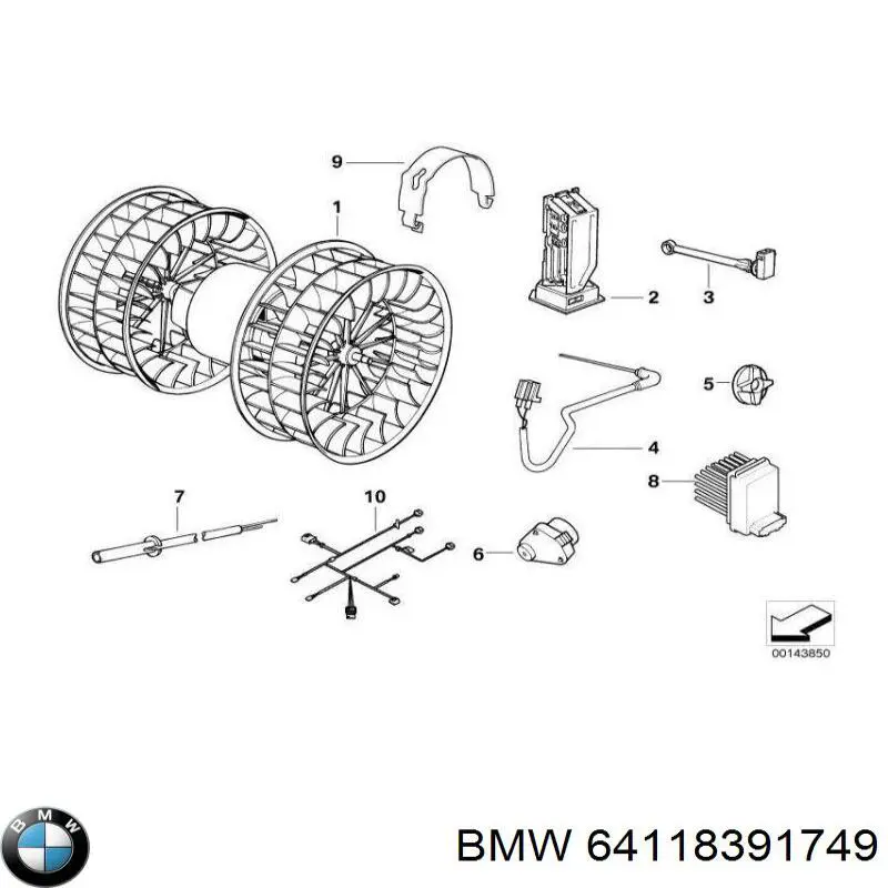 Compre 64118391749 BMW Resistor (resistência) de ventilador de forno (de aquecedor de salão)