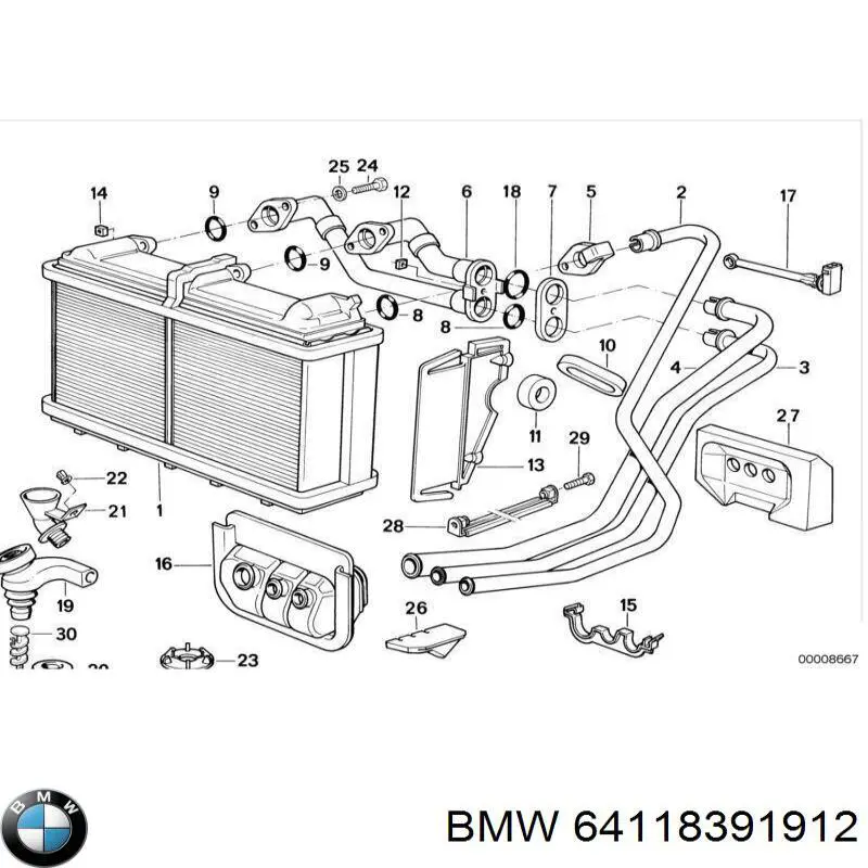 Compre 64118391912 BMW Radiador de forno (de aquecedor)