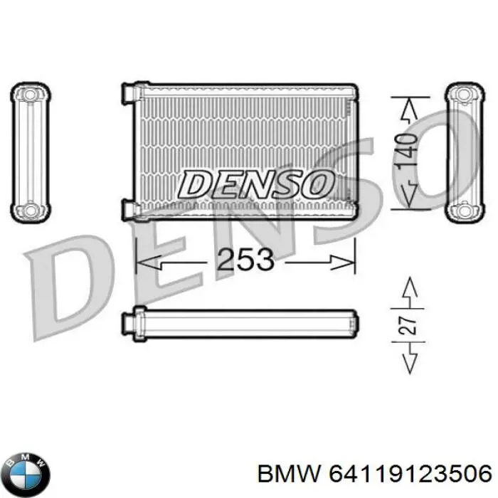 64119123506 BMW Radiador de forno (de aquecedor)