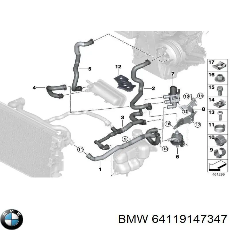 64119147347 BMW Válvula de regulação do fluido de esfriamento
