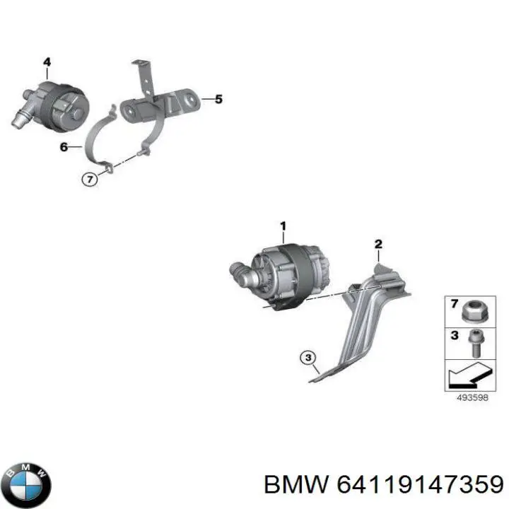 64119147359 BMW Bomba de água (bomba) de esfriamento, adicional elétrica