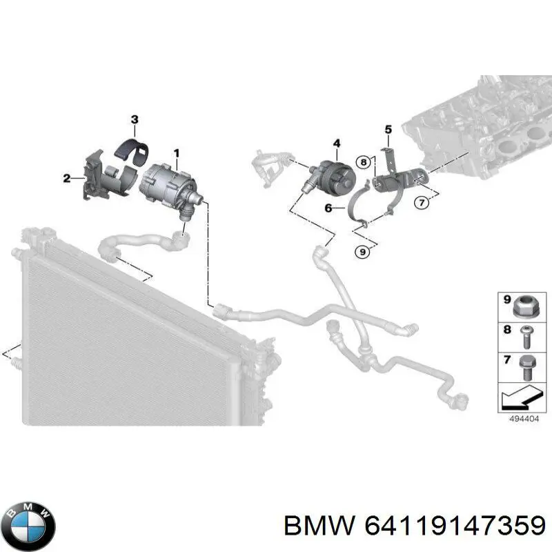 Bomba de água (bomba) de esfriamento, adicional elétrica BMW 64119147359 preço, a partir de 63,31 USD