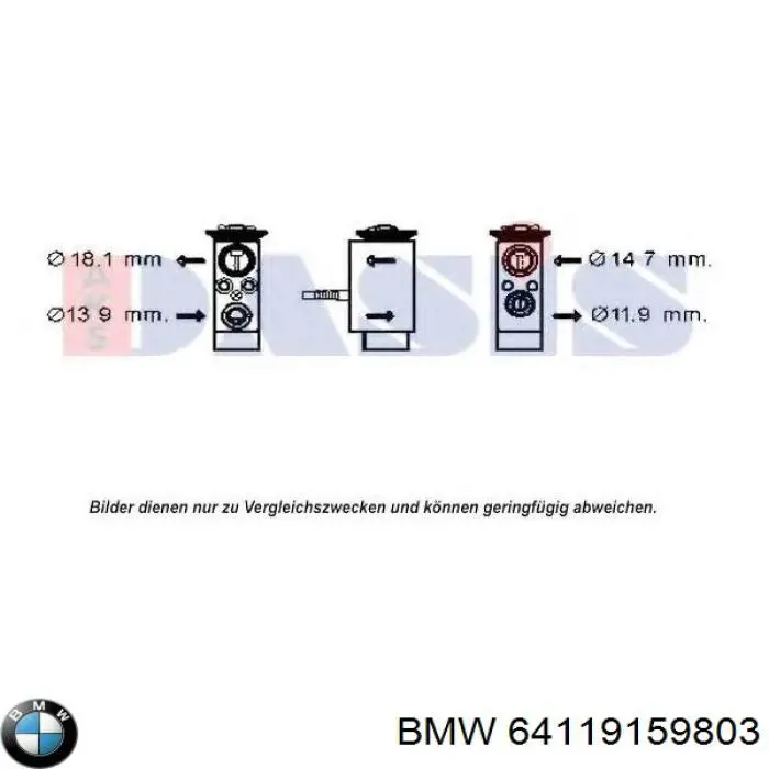 Compre 64119159803 BMW Válvula TRV de aparelho de ar condicionado