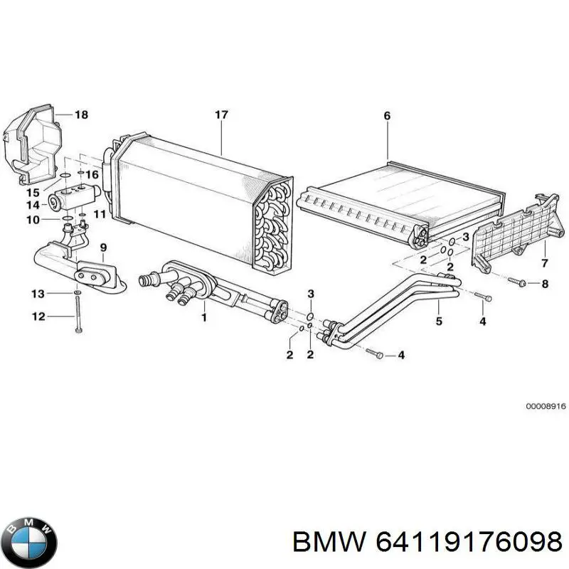 Radiador de forno (de aquecedor) BMW 64119176098 preço, a partir de 1434,25 USD