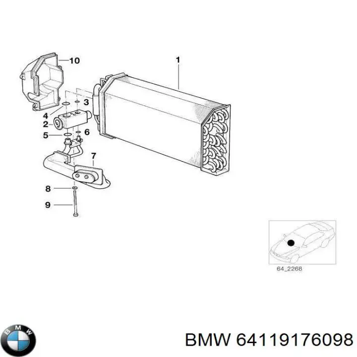 Compre 64119176098 BMW Radiador de forno (de aquecedor)