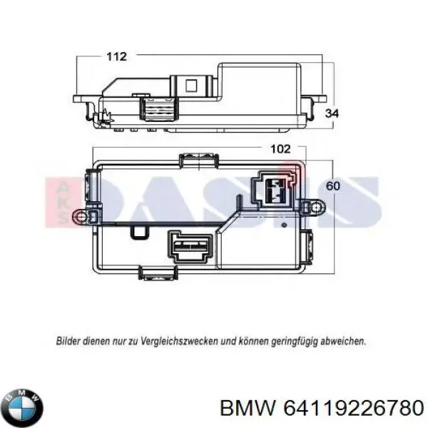 Resistor (resistência) de ventilador de forno (de aquecedor de salão) BMW 64119226780 preço, a partir de 86,50 USD