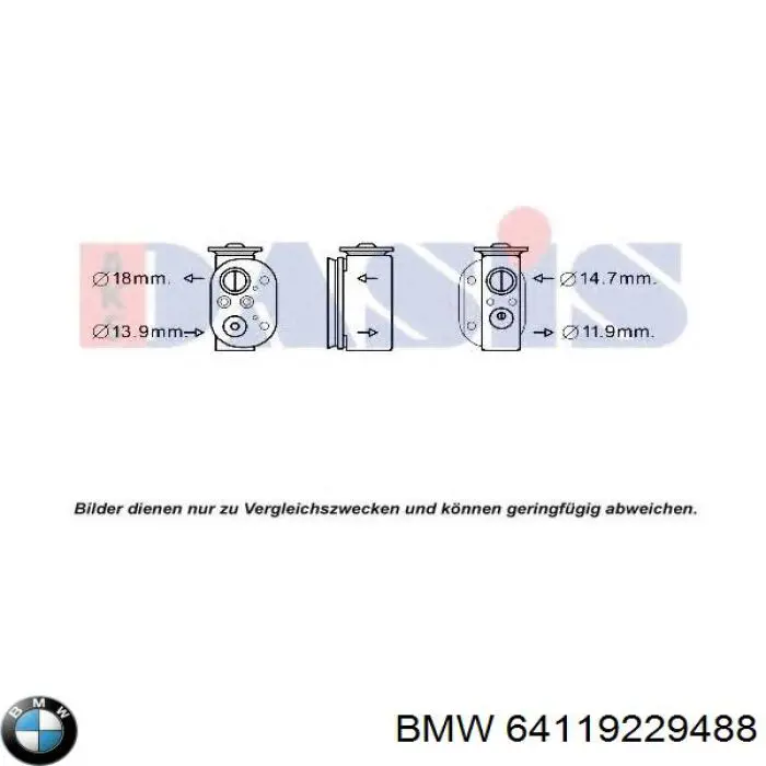 64119229488 BMW Válvula TRV de aparelho de ar condicionado