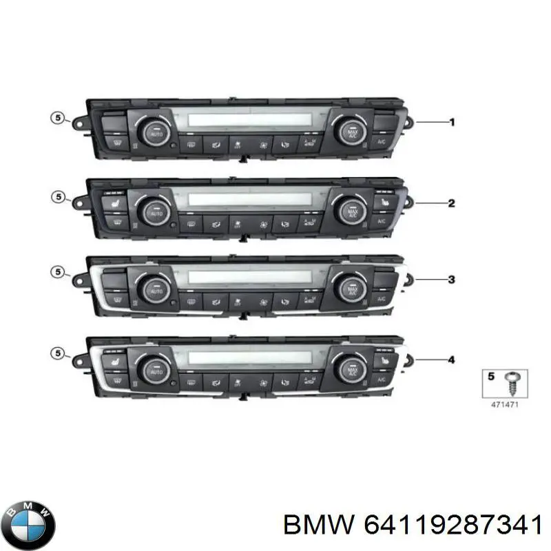 64119287341 BMW Unidade de controlo dos modos de aquecimento/condicionamento