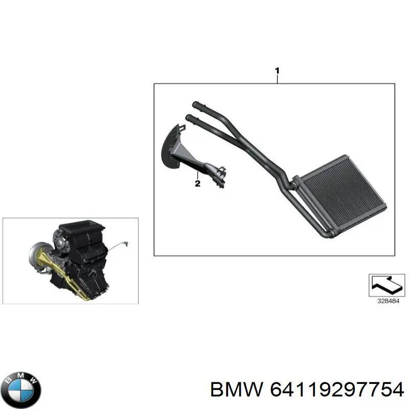 64119297754 BMW Radiador de forno (de aquecedor)