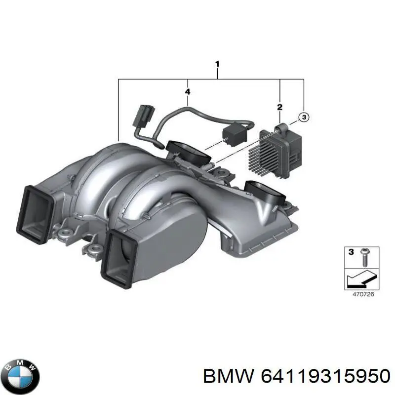64119315950 BMW Motor traseiro de ventilador de forno (de aquecedor de salão)