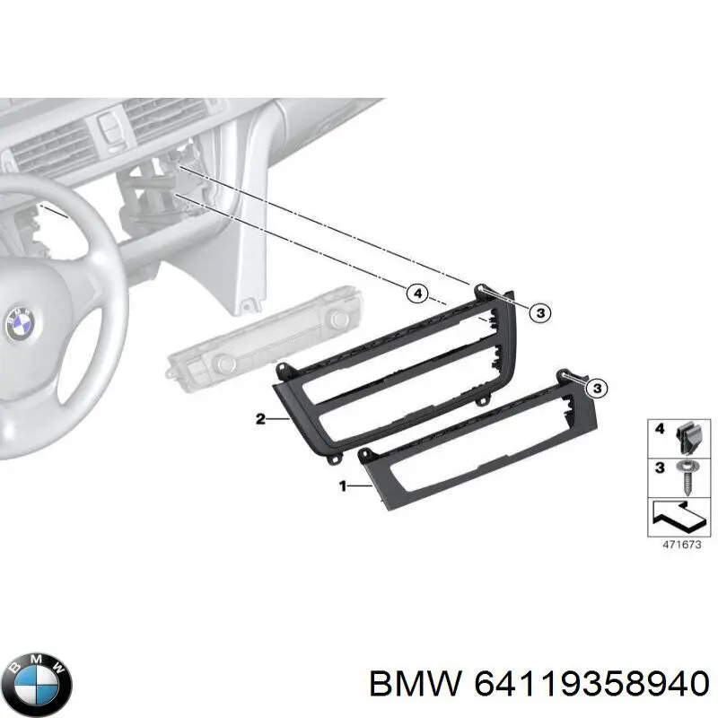 64119358940 BMW Placa sobreposta decorativa de consola central