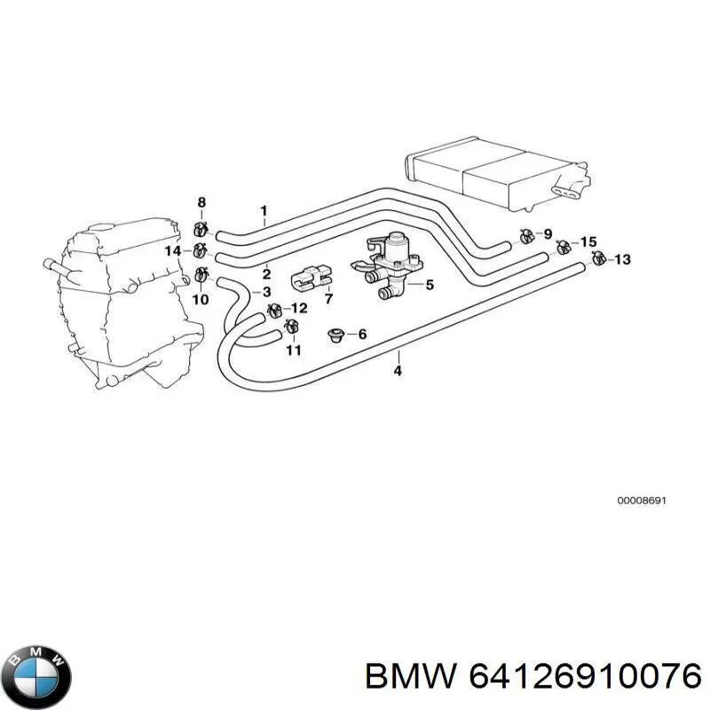 Compre 64126910076 BMW Cápsula (prendedor) de fixação de grelha do radiador ao panel