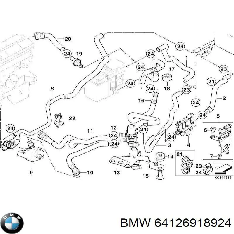 64126918924 BMW Válvula de forno (de aquecedor)