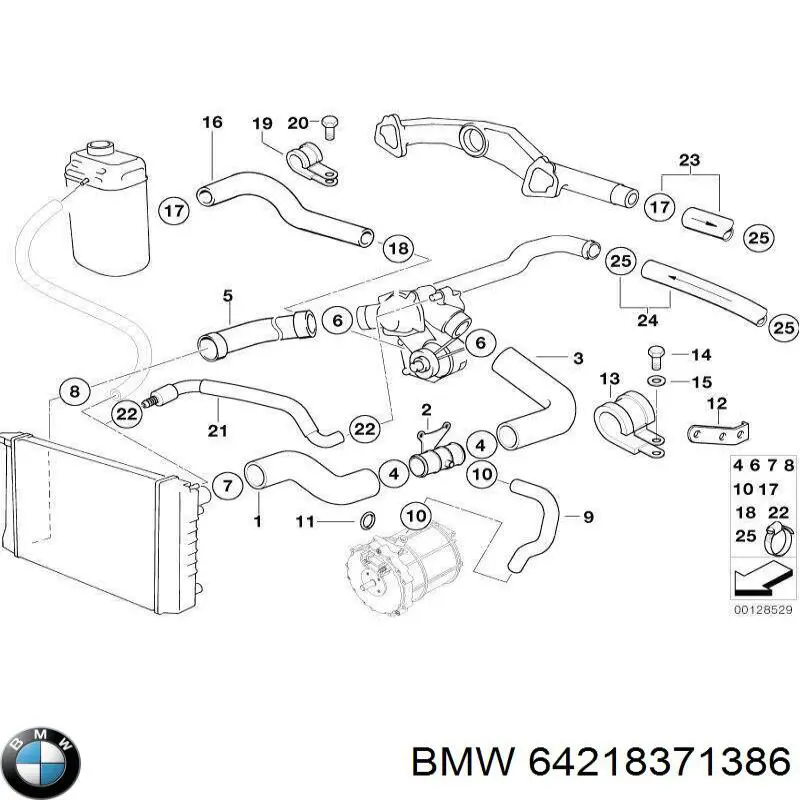 64218371386 BMW Mangueira (cano derivado) do sistema de esfriamento