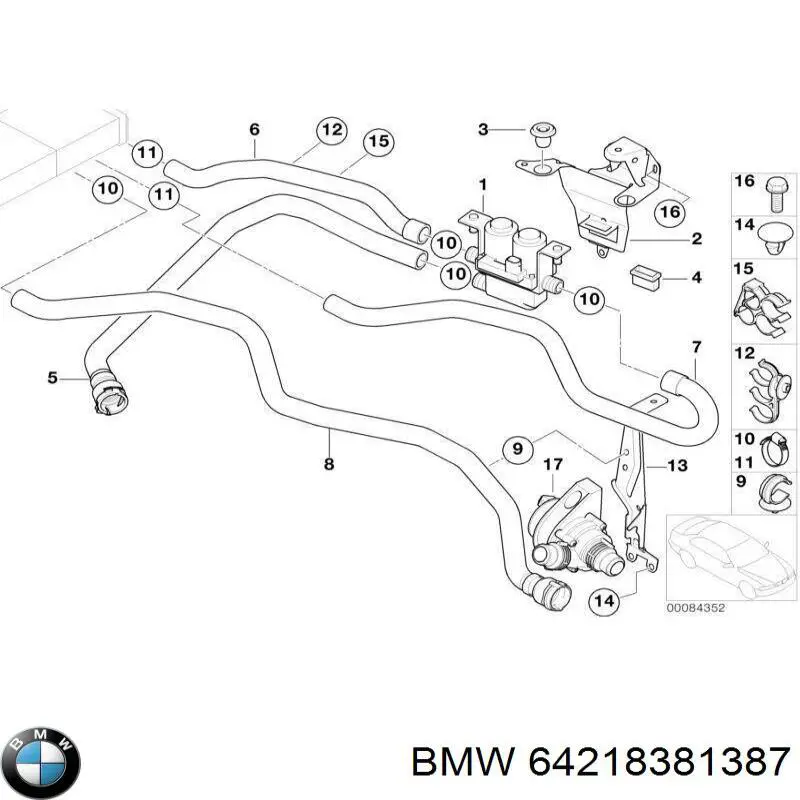 64218381387 BMW Mangueira (cano derivado) do sistema de esfriamento