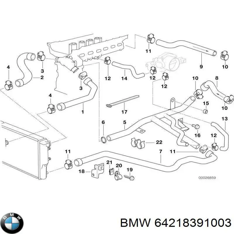 64218391003 BMW Mangueira (cano derivado) do sistema de esfriamento