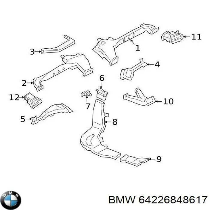 Compre 64226848617 BMW Conduto de ar (distribuidor de ar para "painel de instrumentos") esquerdo