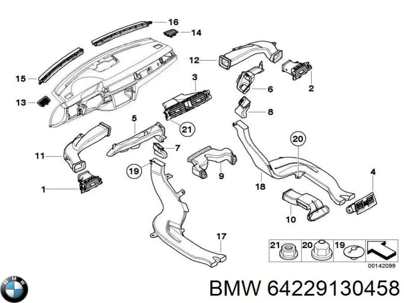 Grelha de ventilação de salão no "painel de instrumentos" BMW 64229130458 preço, a partir de 62,75 USD